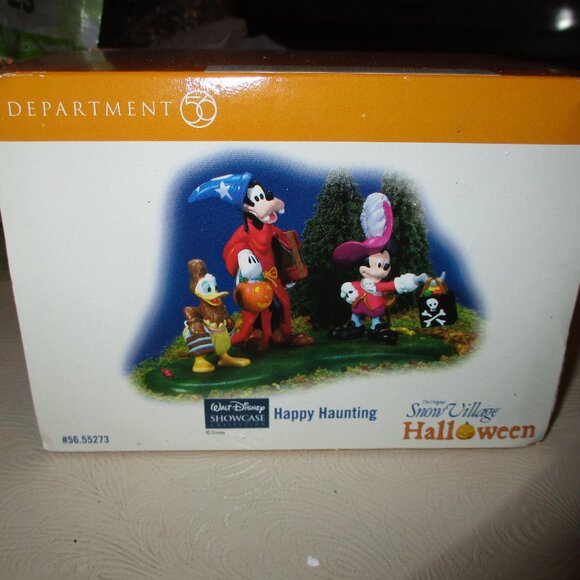 Retired Dept 56 Halloween Disney  Happy Haunting Mickey Pluto Donald Duck 55273 - Picture 1 of 4